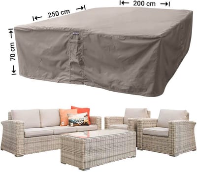 Raffles Covers loungesethoes - 250 x 200 H: 70 cm - RLS250200 - Waterdicht - Ademend - UV-bestendig - Elastisch rijgkoord - Beschermhoes tuinmeubelen