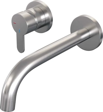 Brauer Brushed Edition inbouw wastafelmengkraan met gebogen uitloop en rozetten model D2 RVS geborsteld PVD