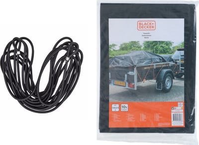 Afdekzeil/dekzeil set aanhangers - incl. 7 meter elastiektouw - zwart - waterdicht - 160 x 250 cm