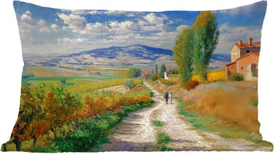 Sierkussens - Kussentjes Woonkamer - 60x40 cm - Mensen - Wandelen - Zandpad - Velden