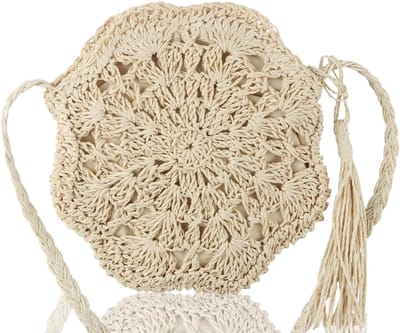 Bohemian Schoudertas voor Vrouwen, Gevlochten Stro Handtas met Afneembare Schouderriem - Handgemaakt en Uniek Design voor Dagelijks Gebruik