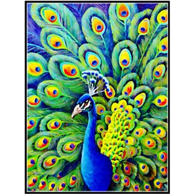DIY Diamond Painting Volledige Cirkel 5D Diamant Borduurwerk Dier Pauw Open Kruissteek 20X30CM blue