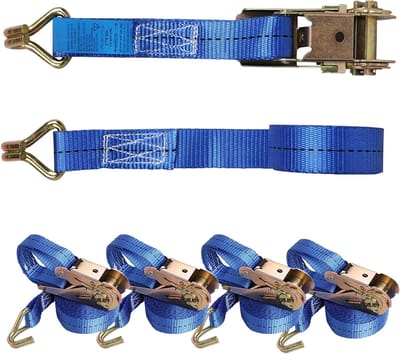 4 x Ratchet Straps 800 kg - 4 Meter Lashing Straps met Haken in Oranje - 25 mm, 800 daN Veiligheid en Sterkte