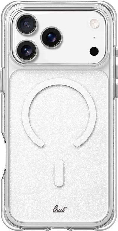 LAUT AERO SPARKLE iPhone Hoes – Crystal Clear met Glinsterend Effect & 6m Valbeveiliging | MagSafe Compatible | Apple iPhone 17 Pro
