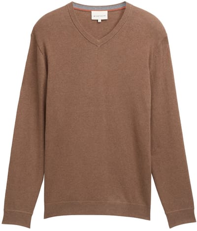 Tom Tailor - Gebreide trui met kasjmier - Maat XXXL - dark taupe melange