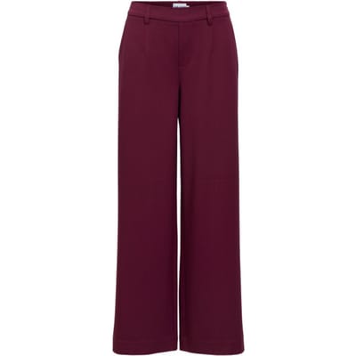 Object bordeaux dames broek   Wide leg fit   Elastische boord   Duurzaam   Regular waist Bordeaux 36