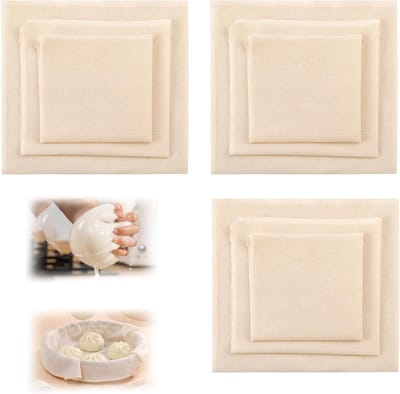Set van 9 Herbruikbare Katoenen Doeken (40 x 40/50 x 50/60 x 60 cm) voor het Zeven van Noten, Kaas en Sappen, Ideaal voor Koken en Bakken