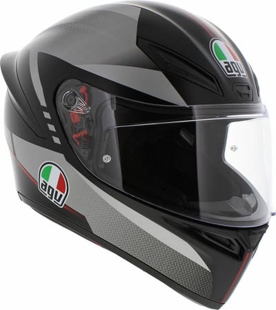 AGV K1 S LAP MATT BLACK/GREY/RED - Maat S - Integraal helm - Scooter helm - Motorhelm - Zwart - Scooterhelmen mannen en vrouwen.