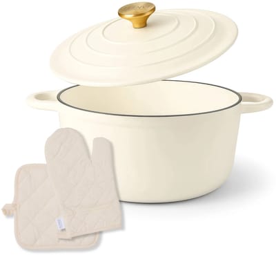 Byron gietijzeren braadpan 24 CM - Met deksel, pannenlap en ovenwant