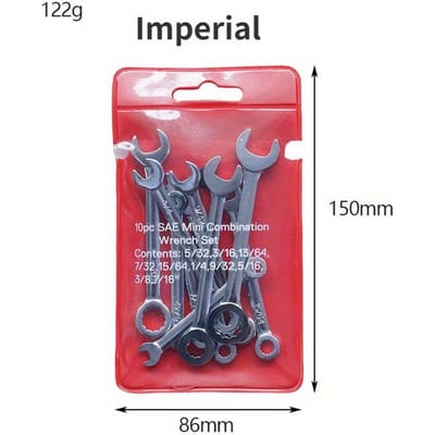 10 stuks Mini Steeksleutels Set Handgereedschap Sleutelhanger Steeksleutel Explosieveilig Zakformaat Brits/Metrisch Type Sleutels