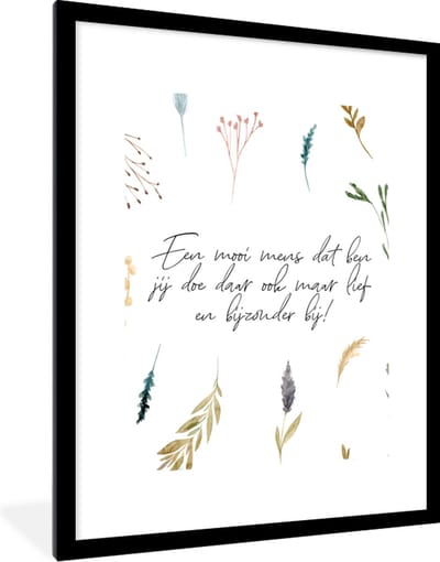 Fotolijst incl. Poster - Quotes - Vriendschap - Vrienden - Een mooi mens dat ben jij - Spreuken - 60x80 cm - Posterlijst