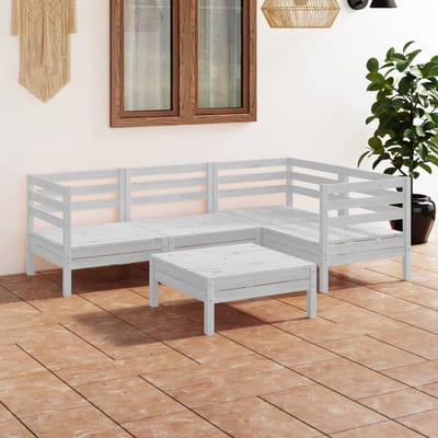 vidaXL - 5-delige - Loungeset - massief - grenenhout - wit