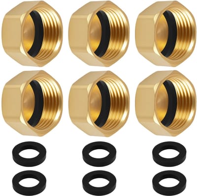 Dailygoods- Blindstop 6 Stuks - Messing Buisdoppen - Afdichting - Hoekventieldop - Binnendraad 20 mm - Corrosiebestendig - Buisdop