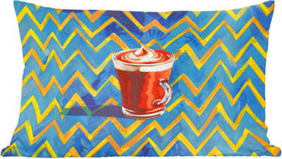 Sierkussens - Kussentjes Woonkamer - 60x40 cm - Mok - Koffie - Zigzag - Slagroom