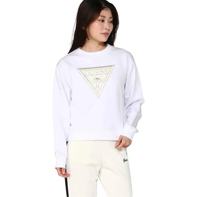 Dames sweatshirt met tricot driehoek in fleece Guess