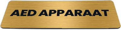 Deurbordje Goud-look met tekst aed apparaat - Formaat 150 x 50 mm x 1,6 mm - Zelfklevend | Luxe uitstraling | Geborstelde Gouden toplaag | Gratis Verzending | Decoporta