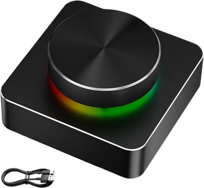 Draadloze volumeregelaar - Audiocontroller knop - Feest entertainment - Zeven lichtmodi - 6x6x2.8 cm - Meerkleurig