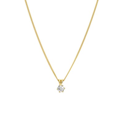 Lucardi Dames Zilveren goldplated ketting met hanger zirkonia - Ketting - 925 Zilver - Goudkleurig - 45 cm