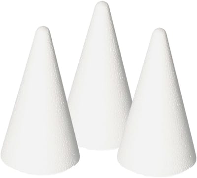 Piepschuim kegel - 3x - wit - H12 cm - styropor vormen - Hobby/diy - knutselmateriaal - basis materiaal