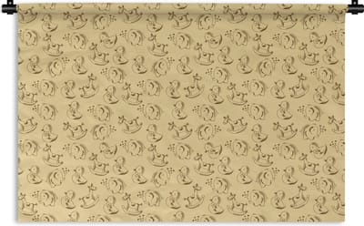 Wandkleed - Wanddoek - Speelgoed - Dieren - Hobbelpaard - Patroon - 180x120 cm - Wandtapijt