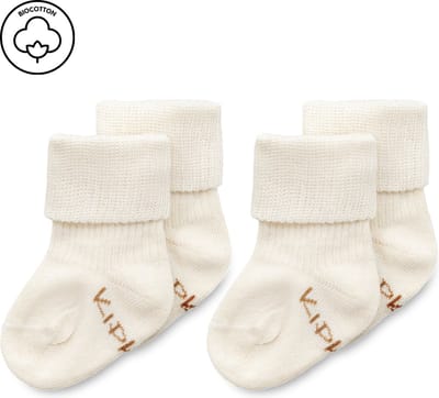 KipKep Blijf-Sokjes - prematuur newborn - OffWhite - 2 paar - baby sokjes die niet afzakken - biologisch katoen - Ecru - 0 maanden