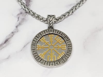 Mei's - Viking Spinning Amulet - ketting heren - RVS zilver/goud - 70 cm