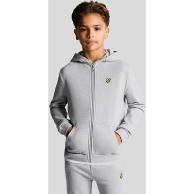 Lyle & Scott jongens Loopback katoenen hoodie met volledige rits - grijs