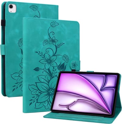 Coverup Tablethoes geschikt voor iPad Air 11 (2024/2025/2026) Hoesje - Lily Flower Book Case - Groen