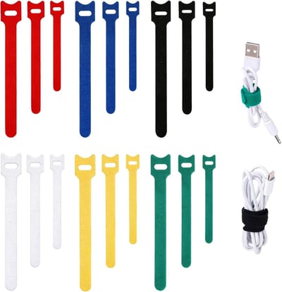 Kabelbinders klittenband herbruikbaar 10/15/20 cm - klittenband kabelbinders & klittenband kabelbinders set 6 kleuren kabelorganizer, kabelmanagement & kabelbinders hersluitbaar voor kantoor en