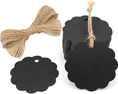 100 Stuks Kraft Papier Labels 6CM x 6CM met Jute Touw - Cadeau Hanger Tags voor Verpakking en Decoratie