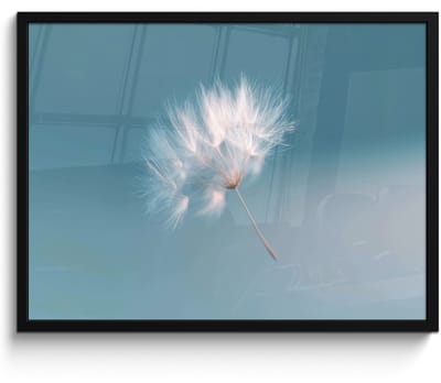 Poster in lijst - Fotolijst 80x60 cm - Posters - Paardenbloempluisje - Blauw - Lucht - Posterlijst zwart - Decoratie - Wanddecoratie woonkamer - Muurdecoratie slaapkamer