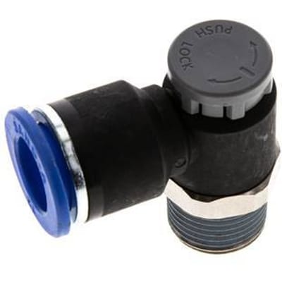 L-stuk Regelventiel 12 mm - R3/8'' Regeling-Uit Messing/Nylon Borgmoer