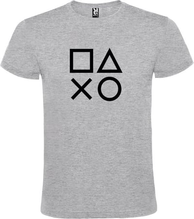 Grijs T-shirt ‘PlayStation Buttons’ Zwart Maat XS