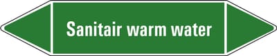 Sanitair warm water leidingmarkering op vel 75 x 17 mm - 8 per vel