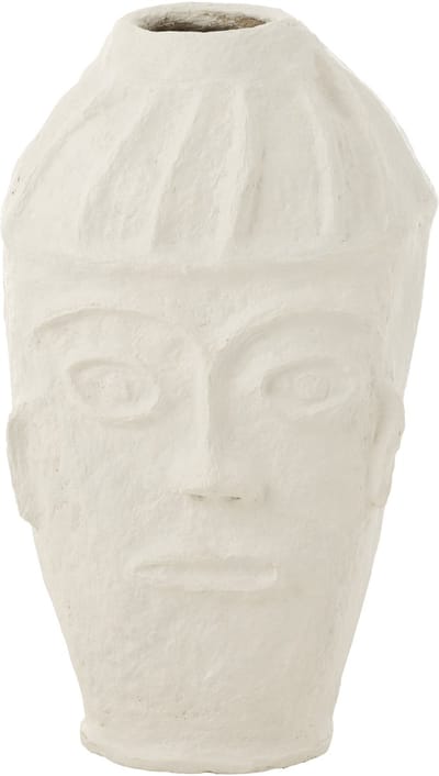 J-Line bloempot Gezicht - papier mache - wit - 95 cm hoog