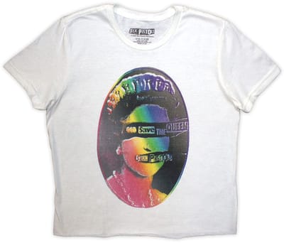Sex Pistols - God Save The Queen Rainbow Print Crop top - S - Wit