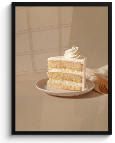 Fotolijst inclusief poster - Posterlijst 50x70 cm - Posters - Vanilletaart - Cake - Romig - Foto in lijst - Keuken decoratie muur - Wanddecoratie accessoires - Muurdecoratie - Schilderijen