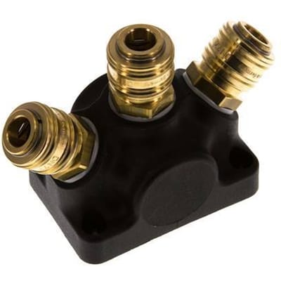 Brass/plastic DN 7.2 (Euro) Luchtkoppeling Snelkoppeling G 3/4 inch Binnendraad Wandmontage 3-weg - CLS7-F-P-3W-PL-034