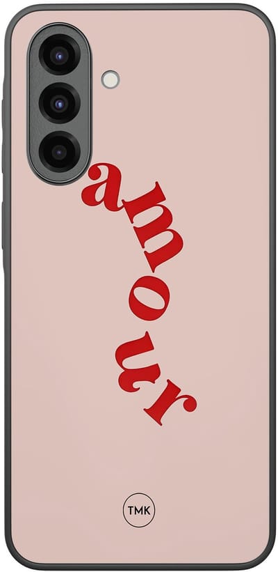 Hoesje geschikt voor Samsung Galaxy A36 - Amour - Roze - TPU case - Tekst - Hardcase zwart telefoonhoesje