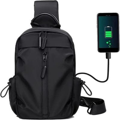 KZQ Lichte Sling Crossbody Rugzak Voor Heren En Dames Met Usb Oplaadpoort - Kleine Schoudertas Voor Reizen En Dagelijks Gebruik - Zwart