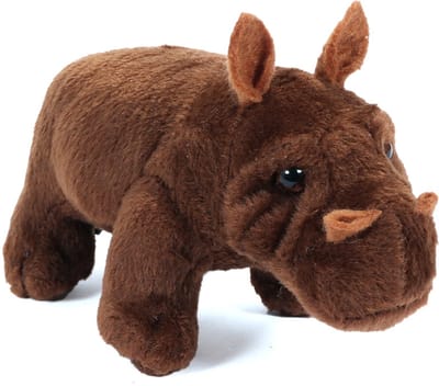 PIA Soft Toys - Pluche Nijlpaard Knuffel - Staand - Bruin - 15 cm
