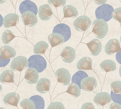 WATERLELIE BEHANG | Abstract bladmotief - Blauw Grijs - A.S. Création Nordic Feeling