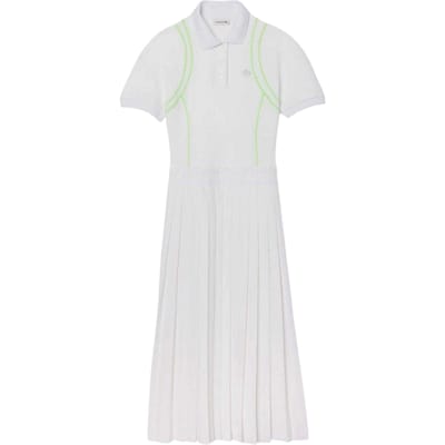 Lacoste Dames Neon Tape Poloshirt Jurk (Wit)