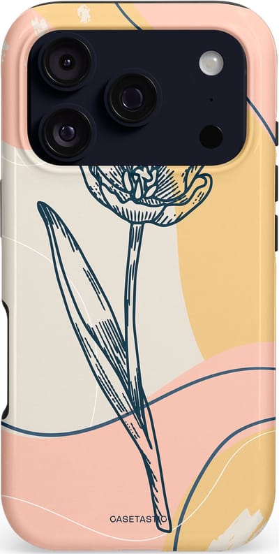 Casetastic hoesje geschikt voor Apple iPhone 17 Pro - MagSafe - Dubbellaagse bescherming - Lente tulp - Fashion Case - Perzik Beige Lichtgrijs