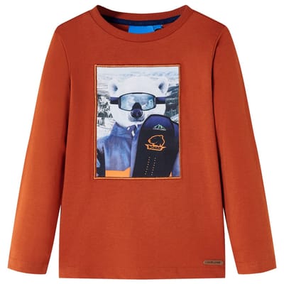 vidaXL - Kindershirt - met - lange - mouwen - 116 - lichtroestkleurig