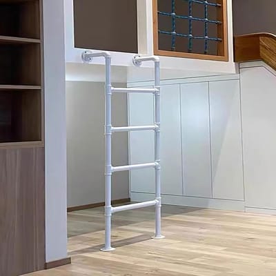 Wandladder Metaal - Noodladder Stapelbed - Veilig Klimmen - Robuuste IJzeren Structuur - 45 cm Breedte - Wit