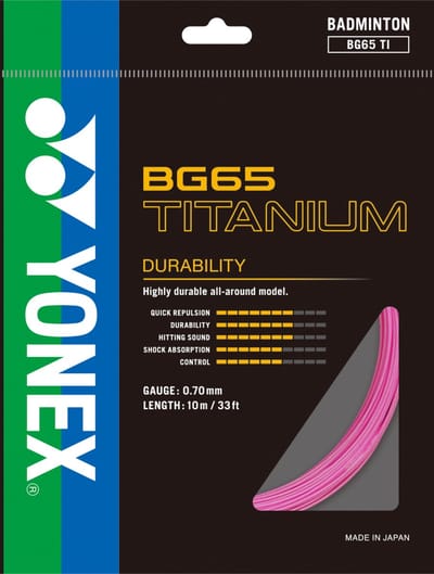 Yonex BG65 TI badmintonsnaar - roze - set van 10m