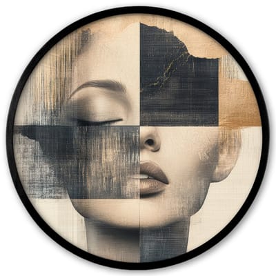 Poster in lijst Rond - Fotolijst 40x40 cm - Posters - Goud - Vrouw - Rechthoeken - Ronde posterlijst zwart - Decoratie - Wanddecoratie woonkamer - Muurdecoratie slaapkamer