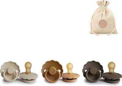 FRIGG Daisy T1 - cream, cappuccino, portobello + Bolletoet speenzakje - 0-6 maanden