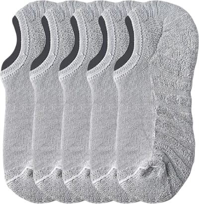 5 Paar Enkelsokken van Katoen – Lage Sokken, Ademend, Antislip & Comfortabel voor Dames en Heren-Lichtgrijs
